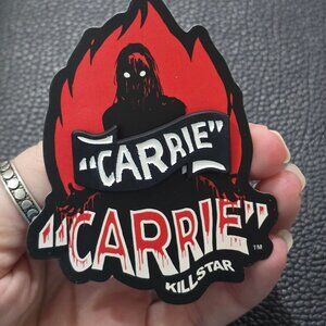 Killstar ✦ Carrie Enamel Pin ✦ Horror Icon Blood Drip Silhouette Graphic OS